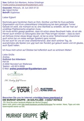 Schreiben GC Gut Altentann